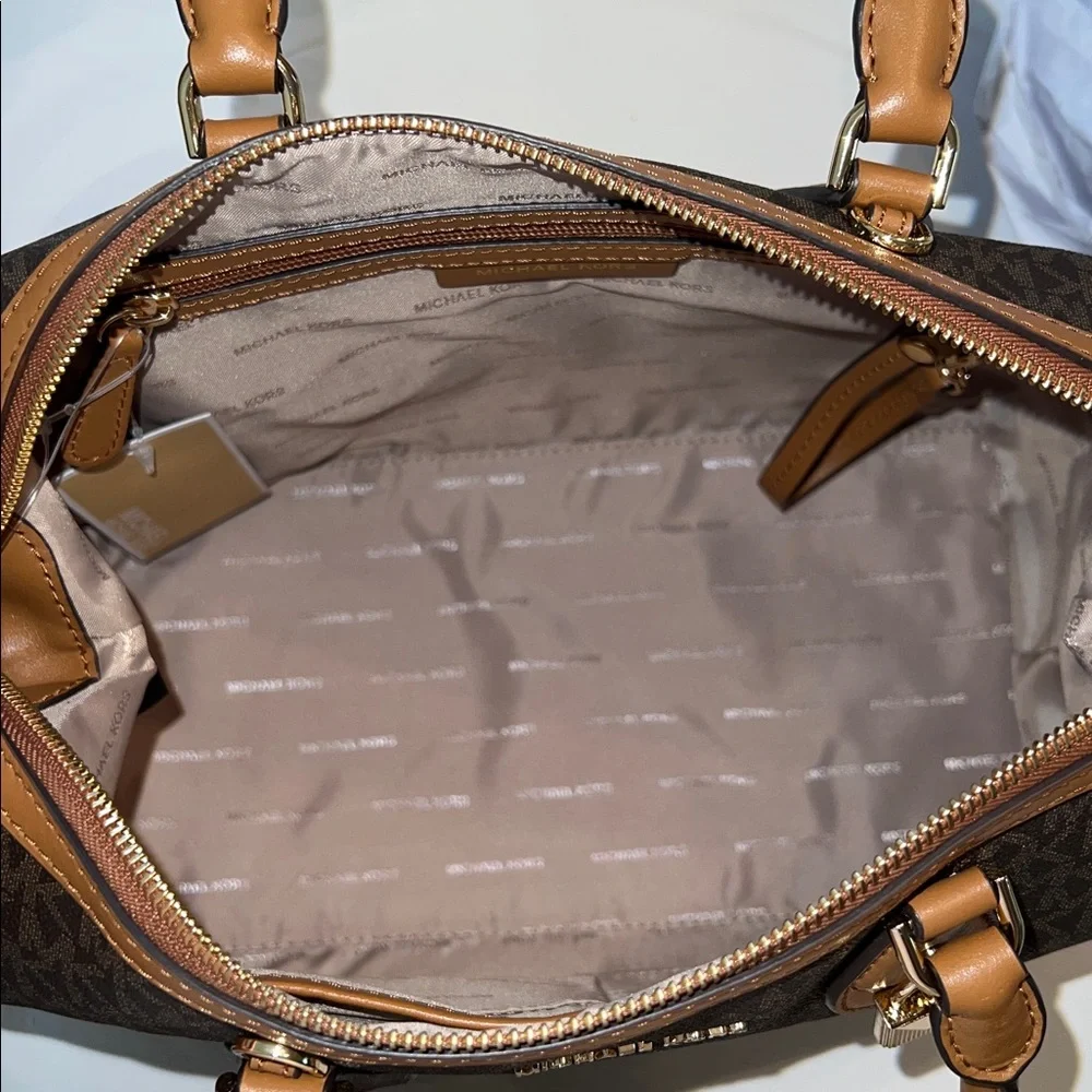 Michael Kors Dark Brown Monogram Satchel - Picture 3 of 4